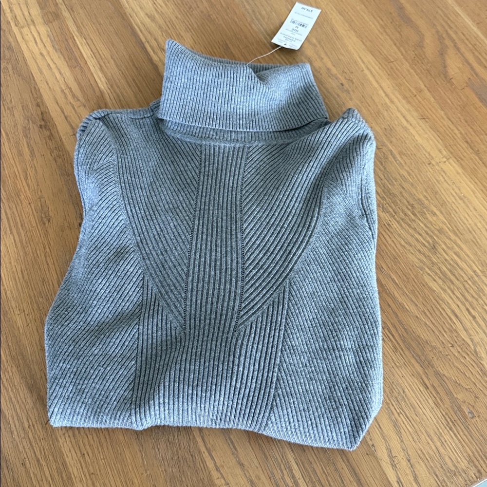 White House Black Market Gray Ribbed Turtleneck Sweater